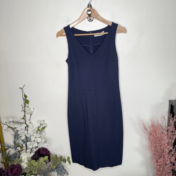 MM LAFLEUR Rachel Dress V-Neck Ponte Navy Blue {TT37} - Picture 2 of 5